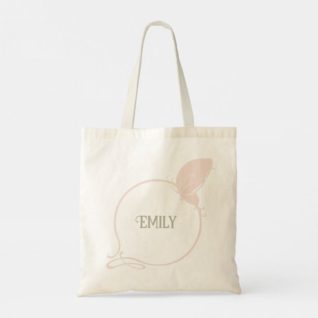 Tote Bag Mariée Art Nouveau Blush Pink Butfly Nom (Dos)