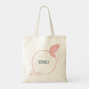 Tote Bag Mariée Art Nouveau Dusty Pink Butterfly Nom