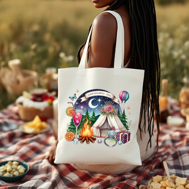 Tote Bag Mariée de camp rustique personnalisée (Rustic Camp Bride Personalized Tote Bag)