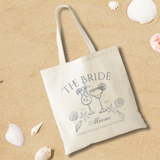 Tote Bag Mariée Dessinée à la Main Bachelorette Côtière (Créateur téléchargé)