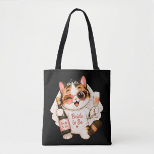Tote Bag Mariée future chat calico mignon et cosy