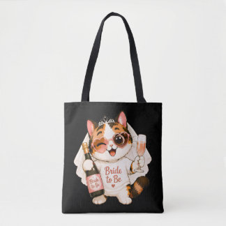 Tote Bag Mariée future chat calico mignon et cosy