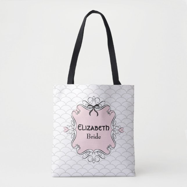 Tote Bag Mariée mariage rose et blanche (Devant)