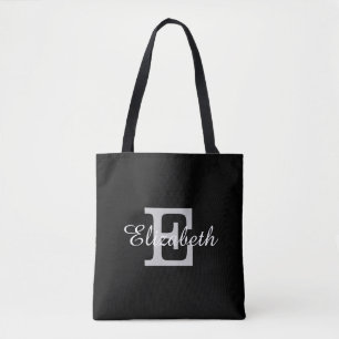 Tote Bag Mariée monogramme bleu et blanc de la marine