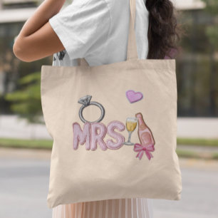Tote Bag Mariée MRS Faux Patch Champagne brodé