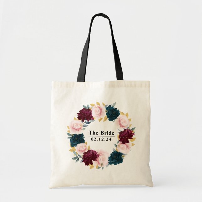 Tote Bag Mariée personnalisée au rose élégant (Devant)
