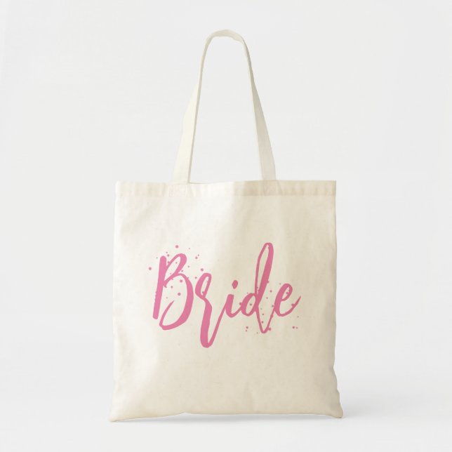 Tote Bag Mariée Rose Mignon Amusant Calligraphie Script Sim (Devant)