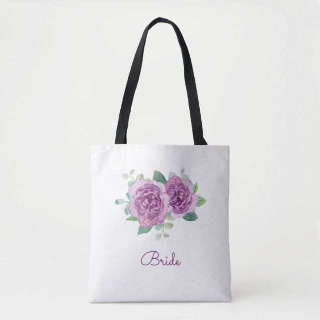 Tote Bag Mariée Rose violette (Devant)