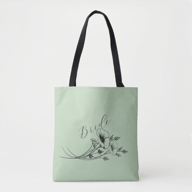 Tote Bag Mariée Sage Wildflower Doodle (Devant)