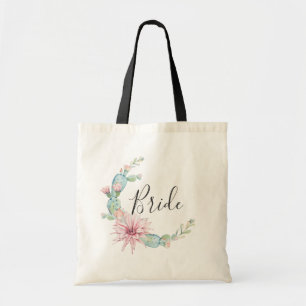 Tote Bag Mariée. Succulentes aquarelle. Cactus de mariage