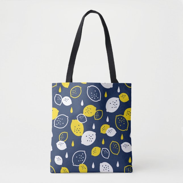 Tote Bag Marine Blue Lemon Art - Refresh Citrus Design (Devant)