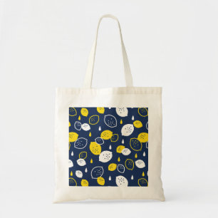Tote Bag Marine Blue Lemon Art - Refresh Citrus Design
