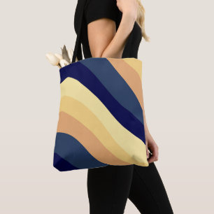Tote Bag Marine Blue Yellow Orange Rétro Été Vague #1