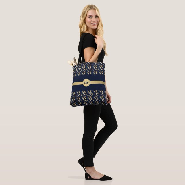 Tote Bag Marine et Abstrait d'or personnalisés (Sur le modèle)