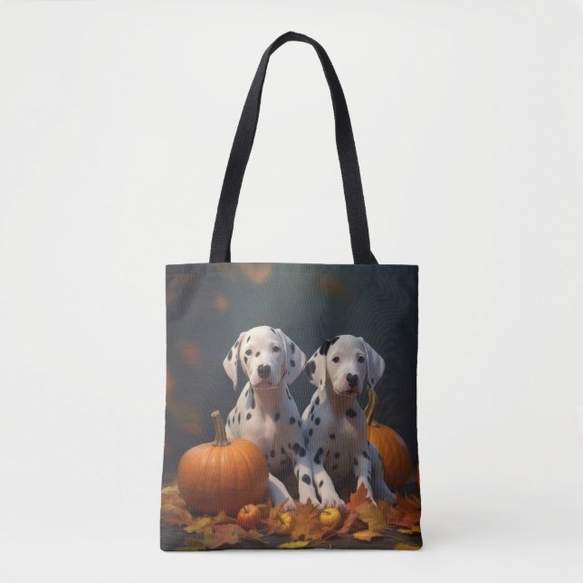 Tote Bag Marionnette dalmate Automne Citrouille délice (Devant)