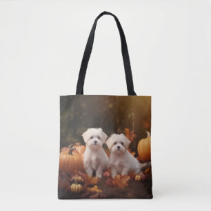 Tote Bag Marionnette maltaise Automne Citrouille délice