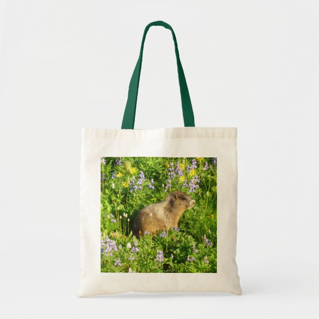 Tote Bag Marmot dans le Mont Rainier Fleurs sauvages (Devant)