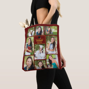 Tote Bag Maroon Gold Graduate Photo Collage Graduation Cade