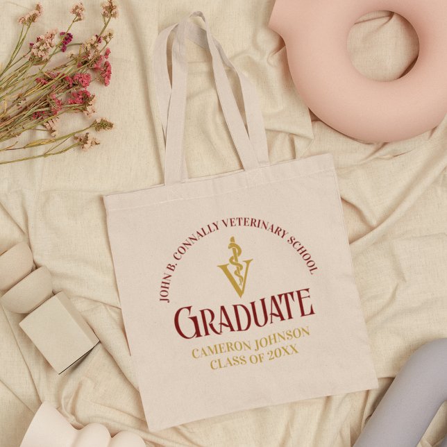 Tote Bag Maroon Gold Vétérinaire École Diplôme Personnalisé (Créateur téléchargé)