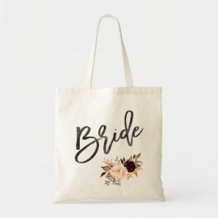 Tote Bag Marsala burgundy Mariée florale