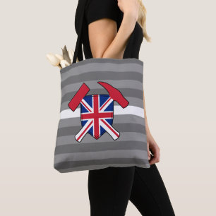 Tote Bag Marteau de rock et logo Union Jack du géologue