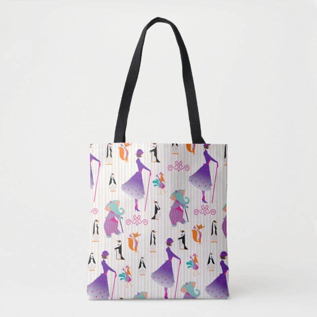Tote Bag Mary Poppins et ses amis Motif rayé (Devant)