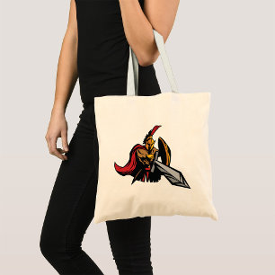 Tote Bag Mascotte de Guerrier Spartiate Rouge et Or Gras