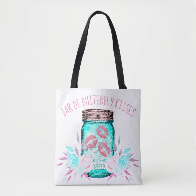 Tote Bag Mason fleur de jarre et baiser papillon mignon ble (Devant)