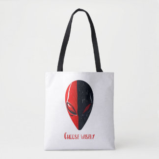 Tote Bag Masque de Dualité – Visage Minimaliste Rouge et No