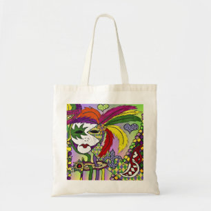 Tote Bag Masque de plumes de Mardi Gras psychédélique