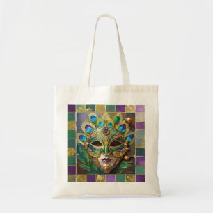 Tote Bag Masque de plumes de paon en céramique Mardi Gras G
