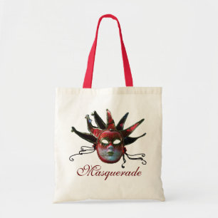 Tote Bag MASQUE JESTER ROUGE NOIR, Fête Mascarade
