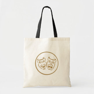 Tote Bag Masques de drame (blanc et or)
