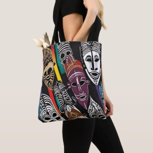 Tote Bag Masques tribaux africains colorés Fourre-tout