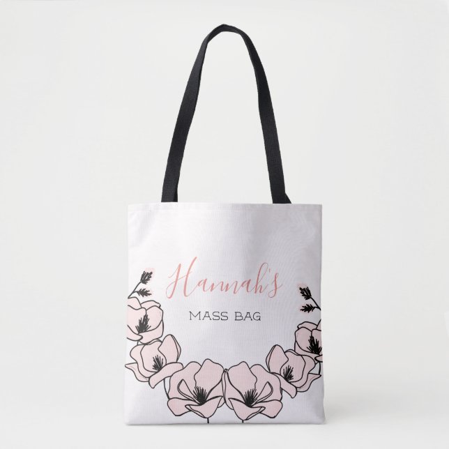 Tote Bag Masse de devis florale catholique personnalisée (Devant)