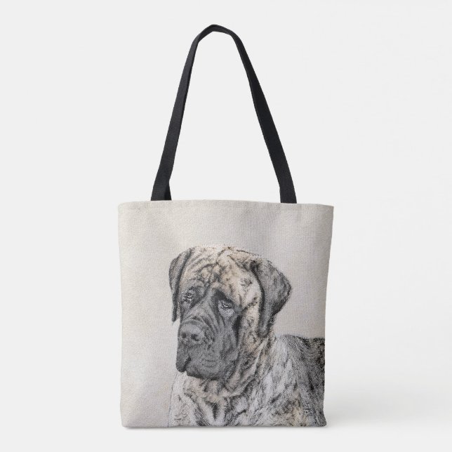 Tote Bag Mastiff anglais (Brindle) Peinture - Chien Art (Dos)