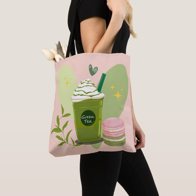 Tote Bag Matcha et Macarons (De près)
