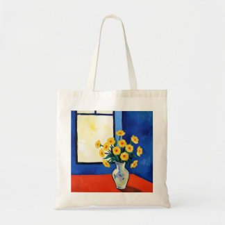 Tote Bag Matisse Style Yellow Flower Blue Orange Window ArT