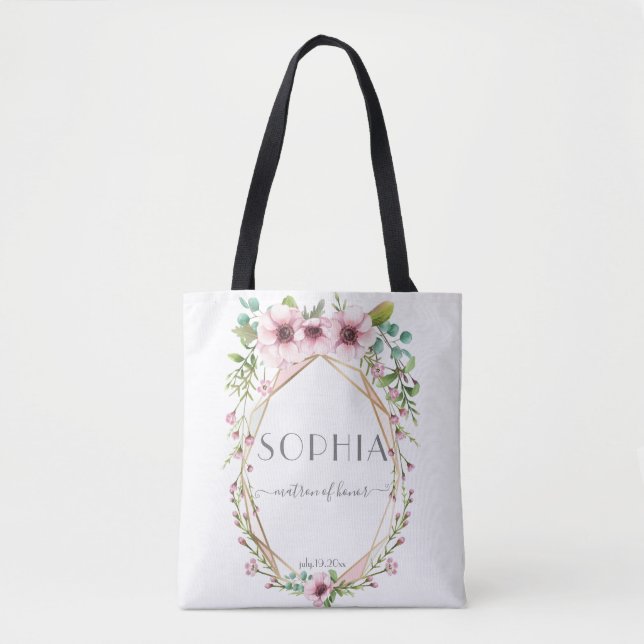 Tote Bag Matron d'honneur Plutôt rose Fleurs d'anémones (Devant)