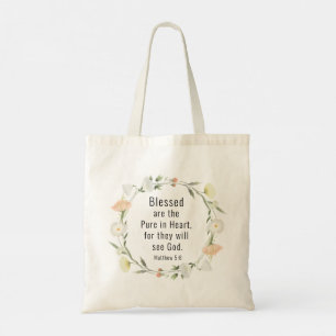 Tote Bag Matthieu 5:8 Heureux sont les Pures dans la Bible 