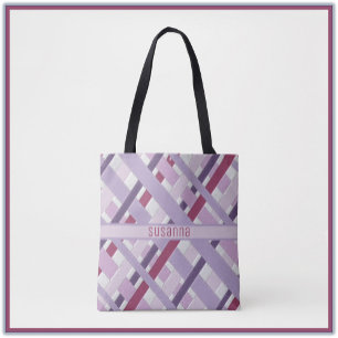 Tote Bag Mauve texturé moderne rayé