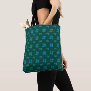 Tote Bag Mazipoodles Dusty Coeurs Bleus Sur Vert Foncé