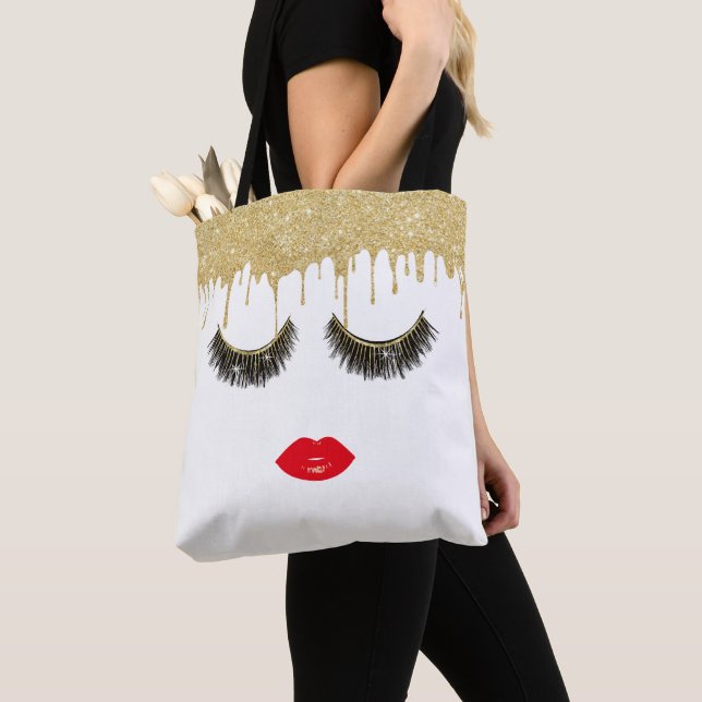 Tote Bag Mèches et égoutture moderne d'or de fille de (De près)
