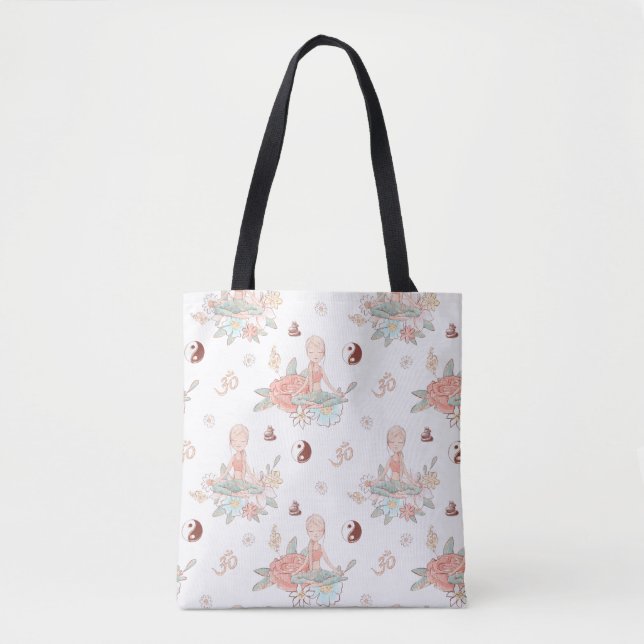 Tote Bag Médaille Zen Yoga Lotus Namaste Pastel (Devant)