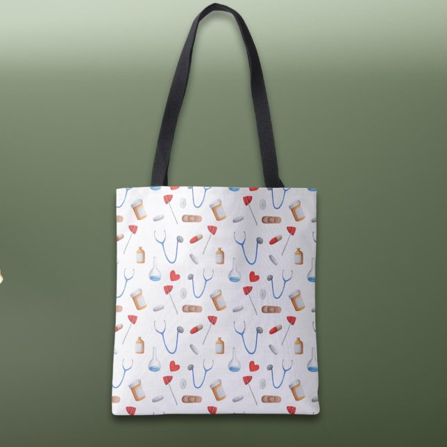 Tote Bag Médecin mignon ou équipement infirmier breveté (Créateur téléchargé)