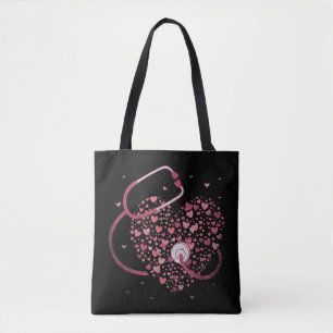 Tote Bag Médecine Cadeau Stethoscope Coeur Infirmière Si