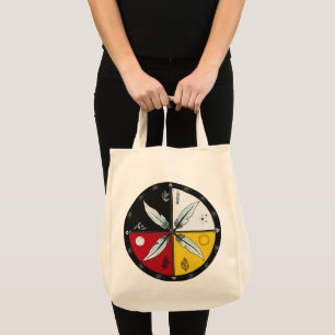 Tote Bag Médecine Roue Mandala ronde autochtone