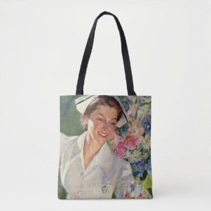 Tote Bag Médecine Vintage, Infirmière heureuse en uniforme