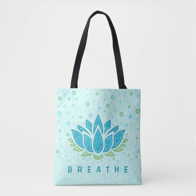 Tote Bag Méditation Yoga Lotus Fleur Zen | Modèle texte (Devant)