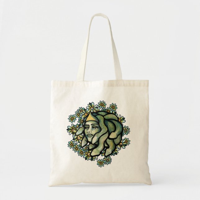 Tote Bag Medusa Floral Artwork Gorgon Femme (Devant)